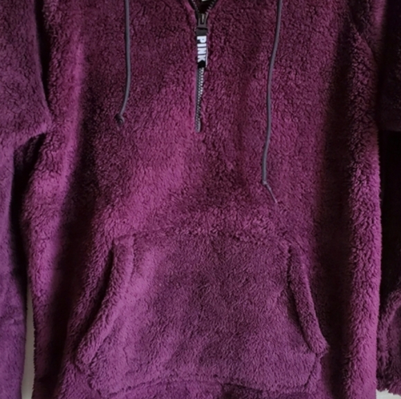Size L💕PINK VICTORIA'S SECRET SHERPA HOODIE - Picture 3 of 6